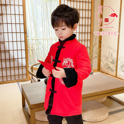 儿童拜年服宝宝新年装男童冬装唐装套装男宝汉服婴儿过年衣服周岁|ms