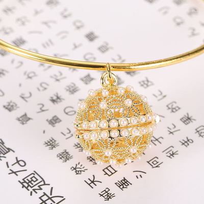 高檔保色精致玲珑繡球項鏈珍珠吊墜配飾暗扣可打開香囊古風佩飾
