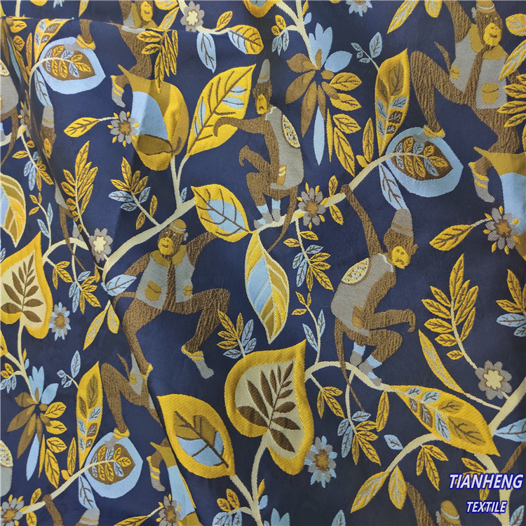 XY569高密色织猴子提花时尚礼服连衣裙短裙外套箱包色织面料订织