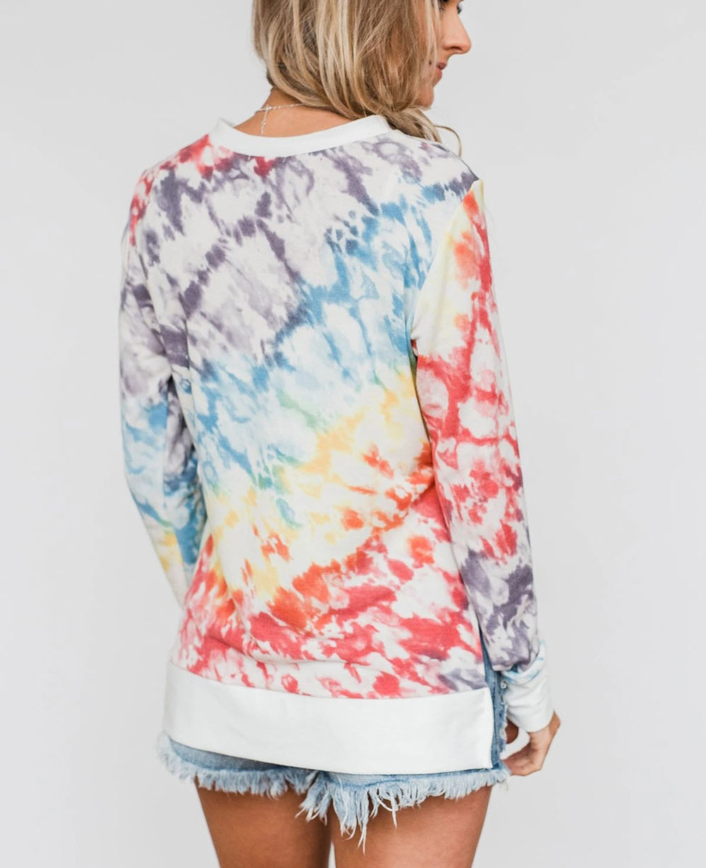 Tie Dye Printied Round Neck Long-Sleeved T-Shirt NSYHY106872
