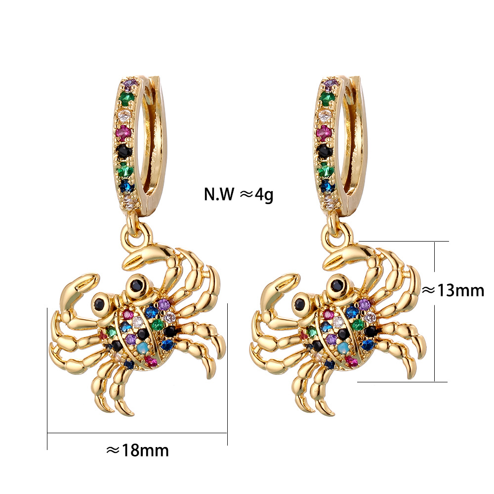 5g Weight Zircon Inlay Material Earrings Classification Housewarming, Anniversary, Business, Wedding, Travel, Birthday, Festival Occasion Copper Material Animal Pattern Women'S Gender Inlay Design Fashion Style Fashion Animal Inlaid Zircon Copper Copper Earrings 10