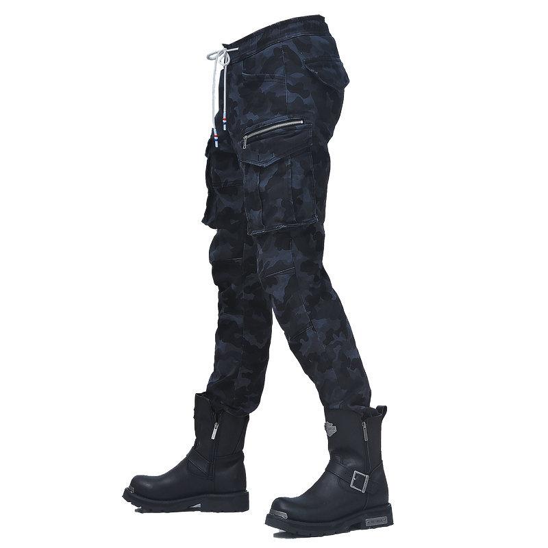 Loong biker motocicleta pantalones cuatro estaciones pantalones casuales Slim negro camuflaje trajes motocicleta pantalones de montar
