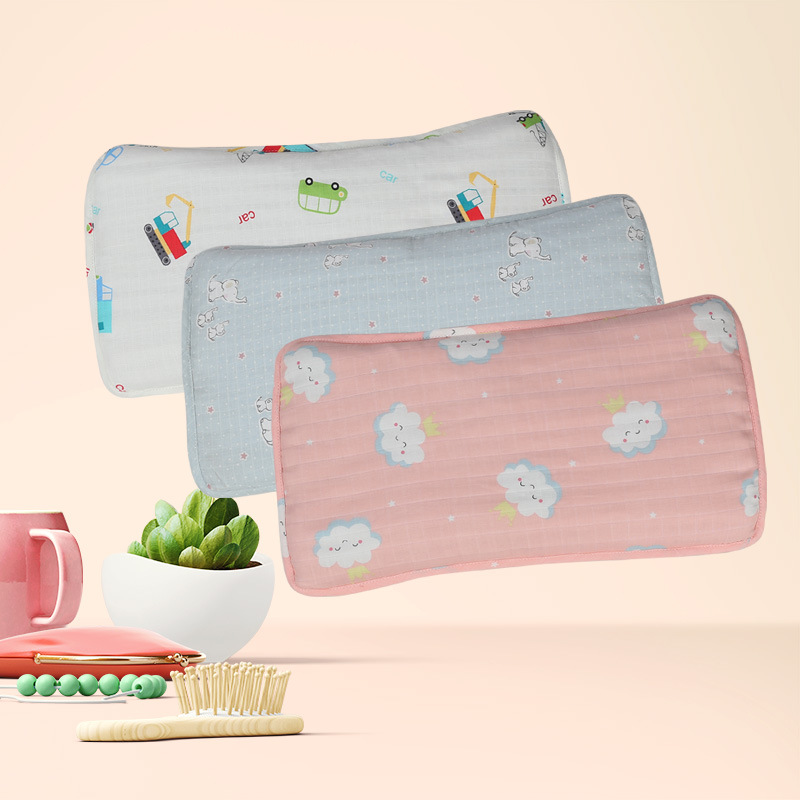 儿童枕头幼儿防偏头矫正纱布条形护颈定型枕荞麦壳幼儿园批发代工|ru