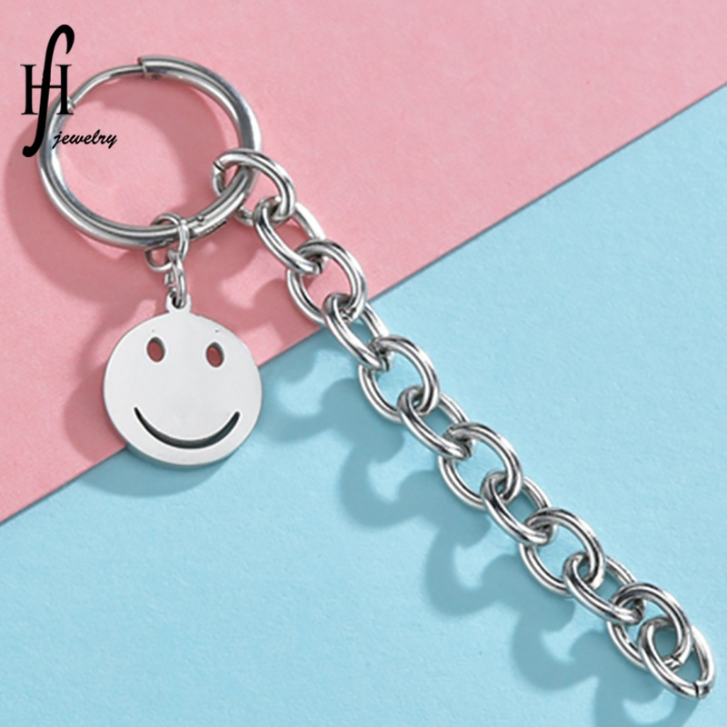 Smiley Face Long Chain Titanium Steel Earrings  Wholesale Nihaojewelry display picture 1