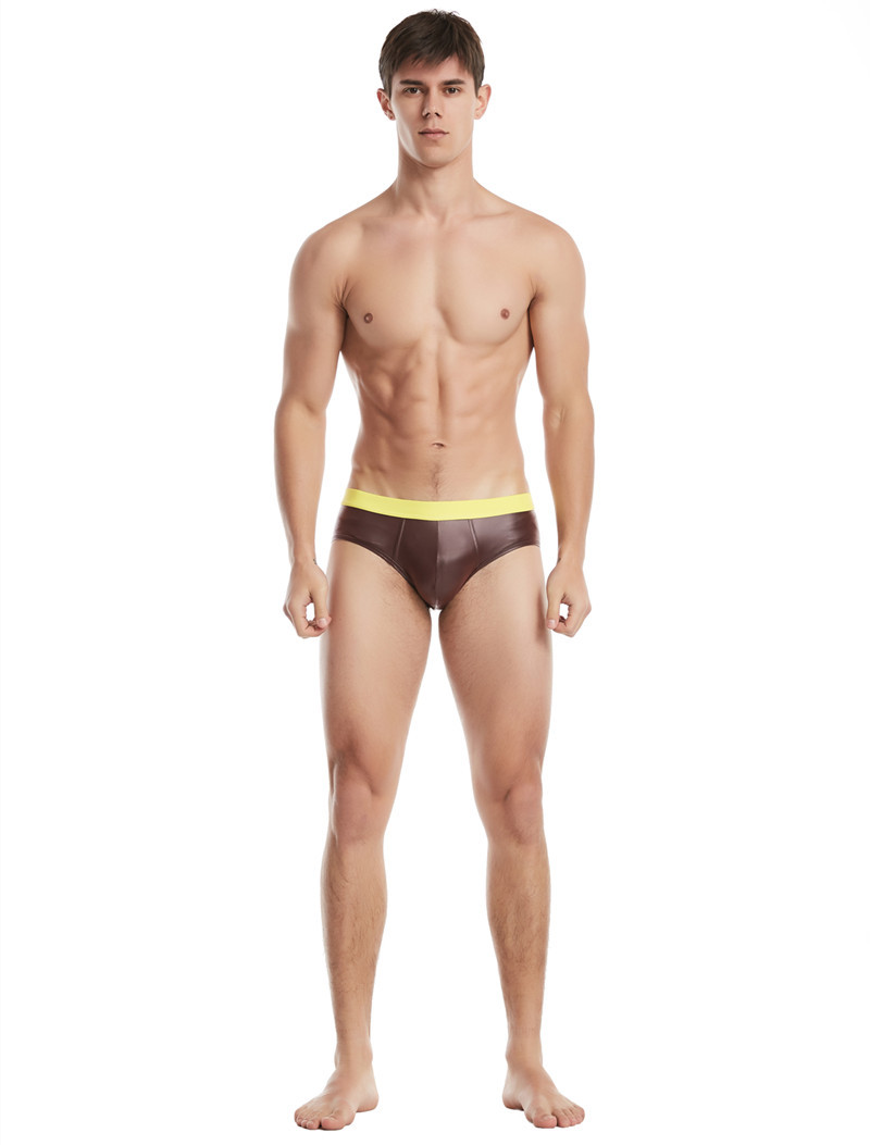 2019 ropa interior sexy ropa interior de hombre elástico imitación de cuero charol sexy triángulo ropa interior uniforme tentación