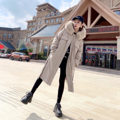 2020 new pattern Down Jackets Mid length version Korean Edition Windbreaker Easy Overcome Fox Fur collar coat