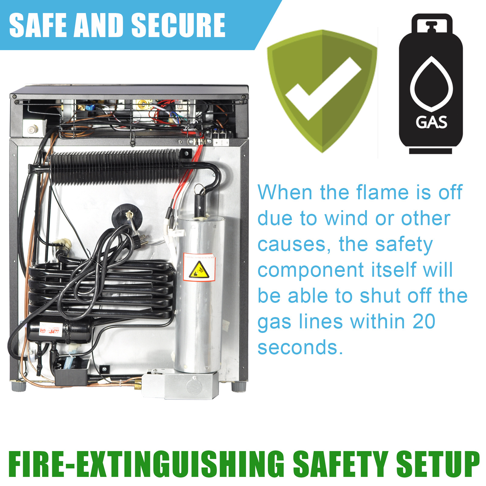 3Way LP Gas Fridge Propane Refrigerator Compact Freestanding 12V DC 2.