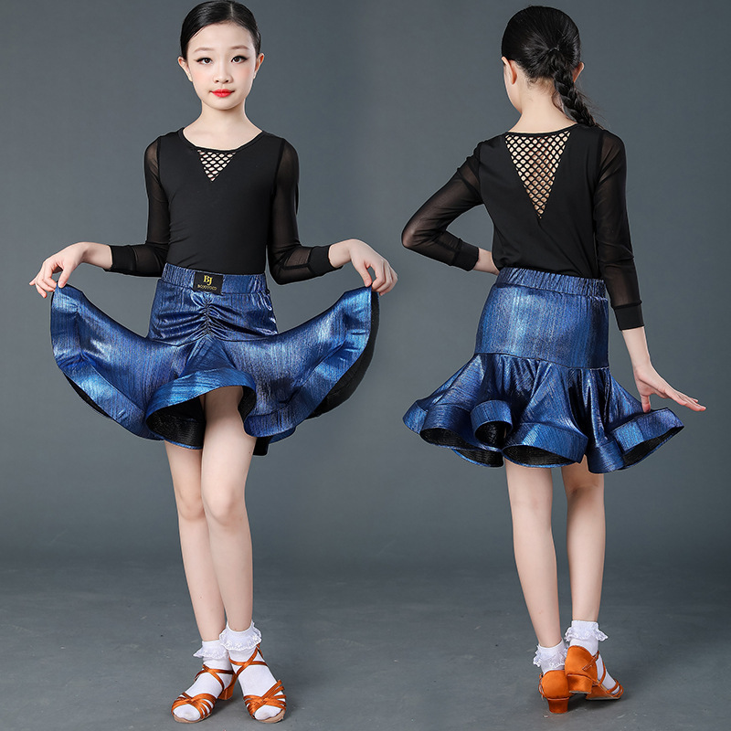 Red leopard blue white color Professional Latin dance dresses for girls