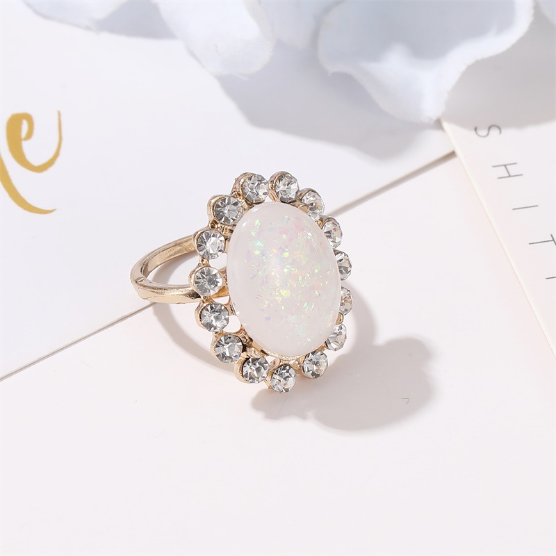 New Exaggerated Sunflower Ring Baroque Opal Stone Index Finger Ring Wholesale display picture 4