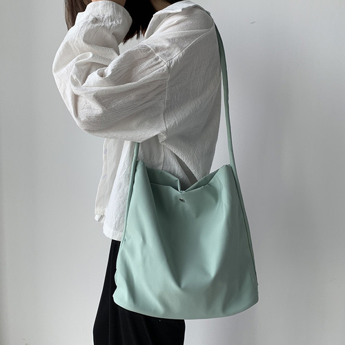 Candy color cloth bag, small fresh and simple solid color nylon canvas bag for women, single shoulder ins student work crossbody bag for women