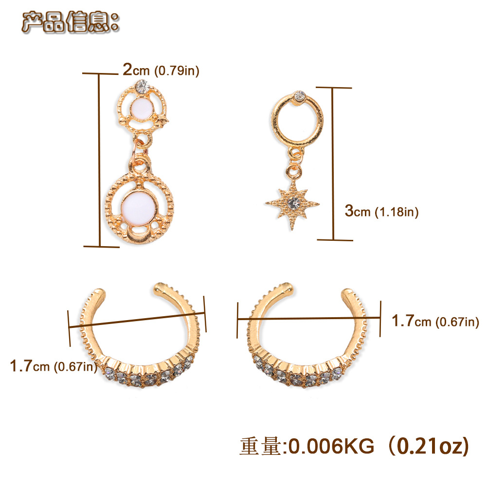 Octagonal Round Fashion Earrings Trend Geometric Diamond Ear Clip Suit Earrings Wholesale Nihaojewelry display picture 1