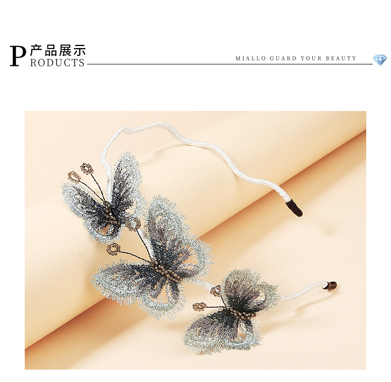 Korean Fantasy Beauty Butterfly Three-dimensional Embroidery Handmade Headband display picture 5