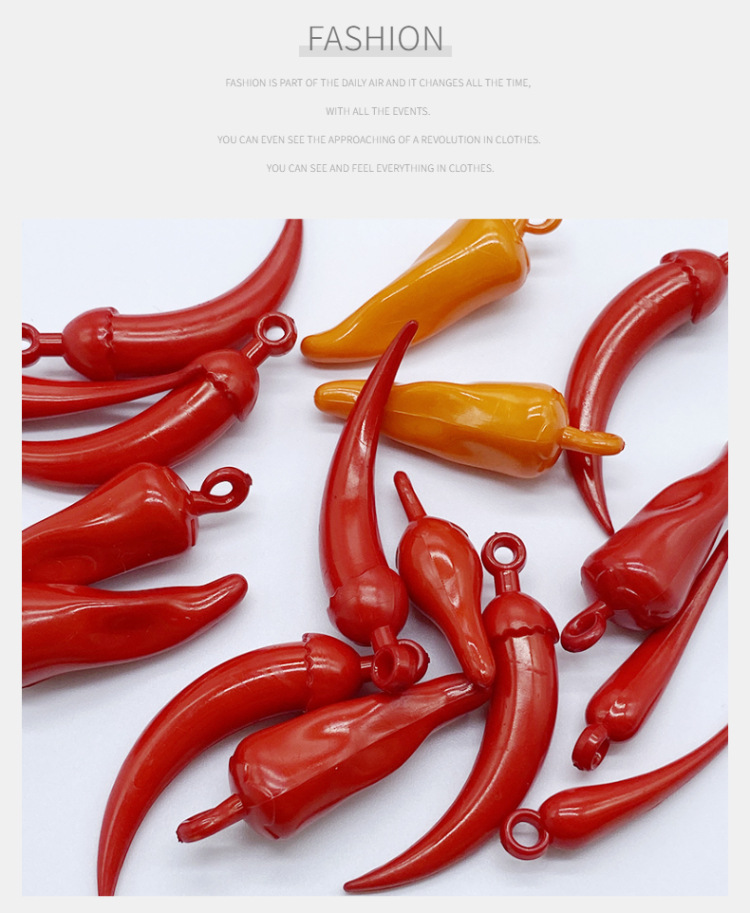 This is a diy beaded material of the same style as the popular acrylic hanging hole small chili pepper hundred-piece. The red color is used to make earrings detail image 11
