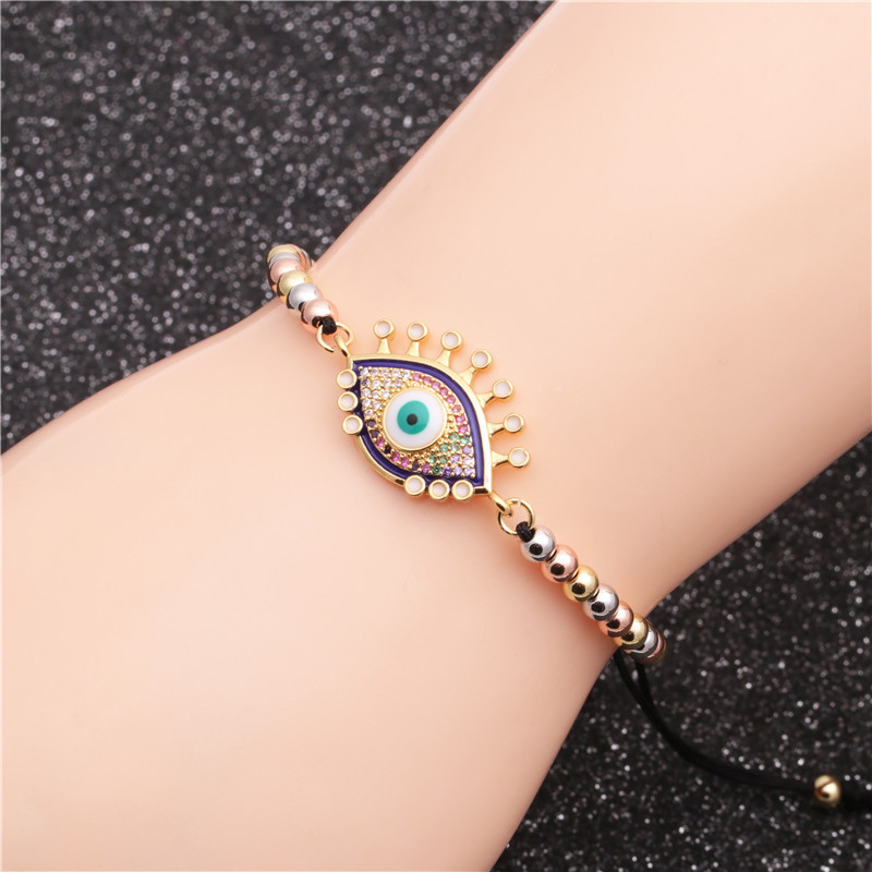 fashion trend new products micro-set zircon evil eye adjustable ladies bracelet wholesale nihaojewel
