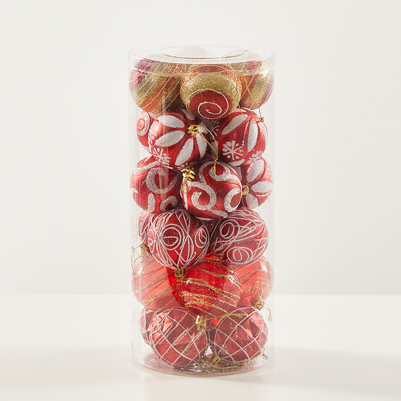 Bola pintada de Navidad blanca de 6cm bola pintada a mano adorno de Navidad colgante colgante colgante colgante de techo decoración de árbol de Navidad