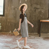 Summer summer clothing, children's set, overall, suitable for teen, Korean style, loose fit