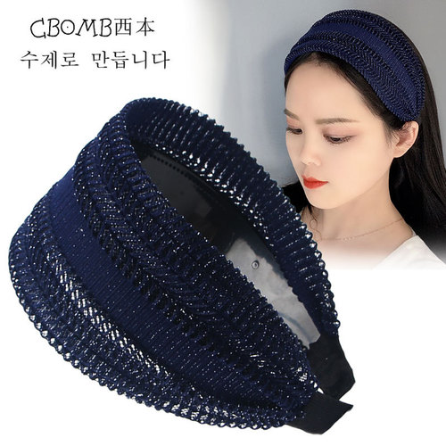 Black navy gold lace ballroom latin salsa dance Head band hair wide sideband tooth antiskid hairpin hollow out hair hoop female