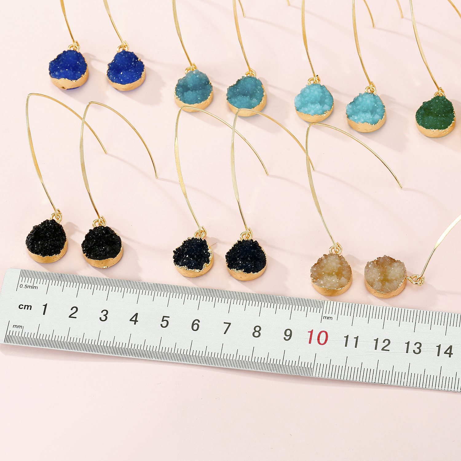 Jewelry Simple Earrings Imitation Natural Stone Earrings Round Small Crystal Bud Resin Earrings display picture 4