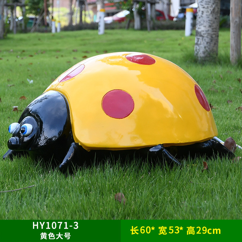 Al Aire Libre flor jardín paisaje simulación mariquita de siete estrellas escultura luminosa Villa patio césped decoración escarabajo adornos