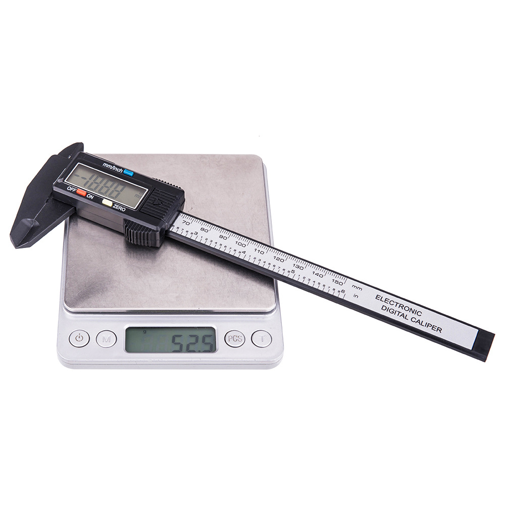Calibrador de vernier de pantalla digital electrónica 0-150mm Pantalla grande digital de fibra de carbono Pantalla digital de plástico Herramienta de reparación de bicicletas