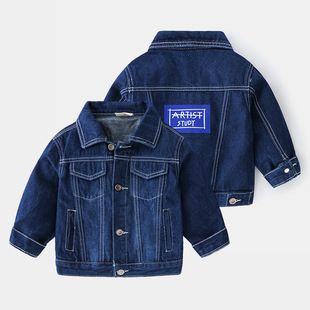 Куртка, хлопковый модный детский джинсовый пуховик, топ, свободный крой, коллекция 2023, в западном стиле