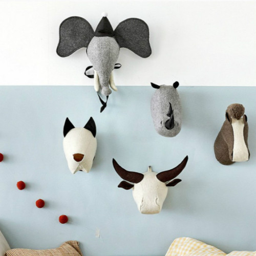 ins Nordic children's room animal head decoration home bedroom pendant wall hanging 3D modern simple