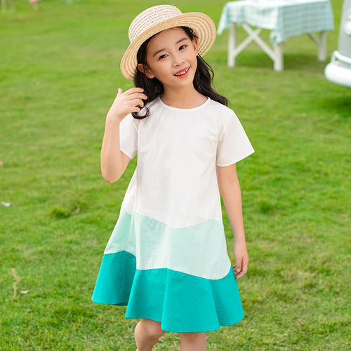 2024 New Girls' Dress Summer Outfit Super Stylish Middle and Big Girls' Children's Dresses Pure Cotton Korean Style Dress A511