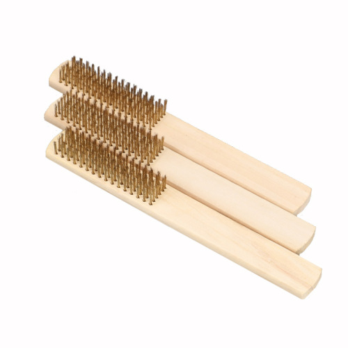 Wenwao Copper Coated Wire Brush, Wenwao Tool Cleaning Wooden Handle Wire Brush, Factory Wholesale Polishing and Dust Removal