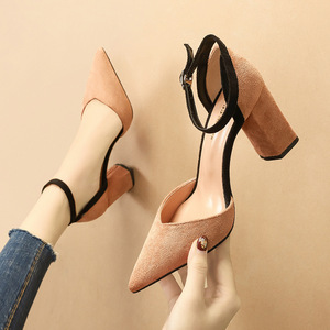 Pointy chunky and shallow mouth sexy night club sandals