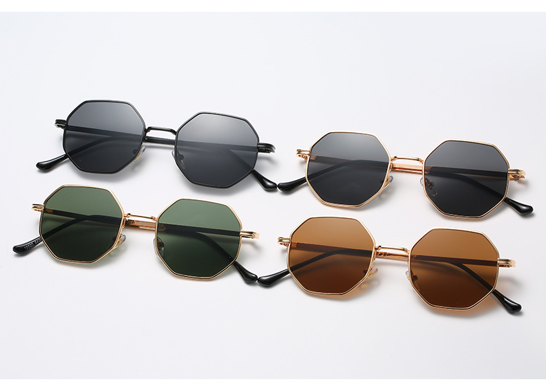 New Retro Small Frame Metal Sunglasses Octagonal Glasses display picture 3