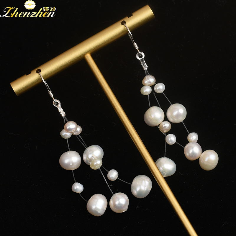 Natural freshwater pearl earrings S925 Silver earrings female ins Simplicity Retro Earrings Manufactor goods in stock wholesale