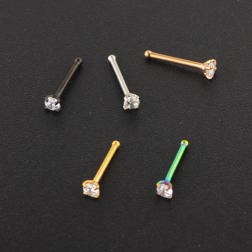 Rose Gold Nose Stud 18G Surgical Steel Straight/Curved Nose Pin for Women Earring Body Jewelry detail image 10