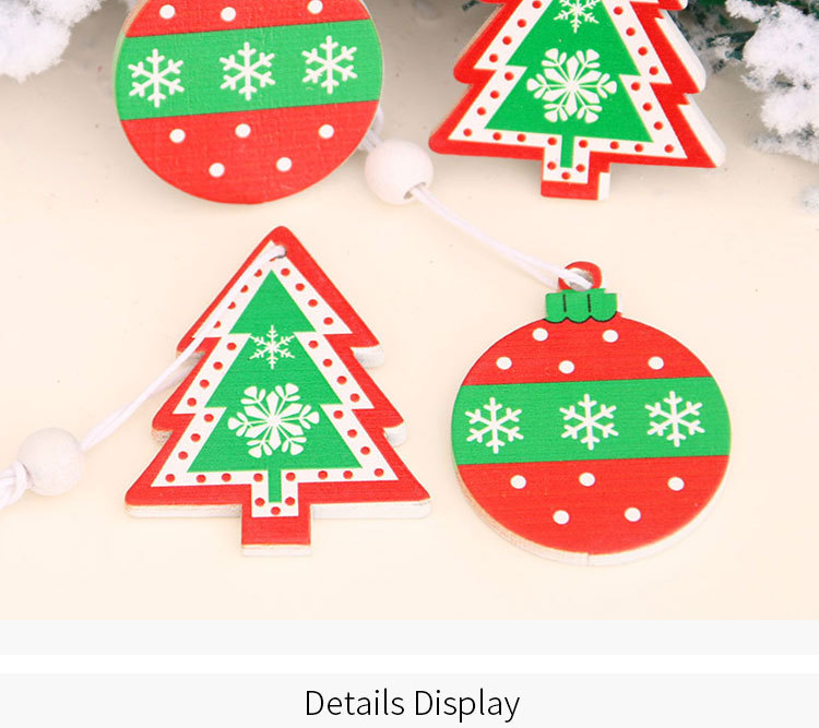 Hot Selling Fashion Christmas Ball Christmas Tree Wooden Pendant Painted Wholesale display picture 8