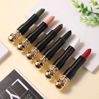 外销跨境专供骷髅头哑光口红保湿滋润健康唇膏新款平价万圣节礼物|ru