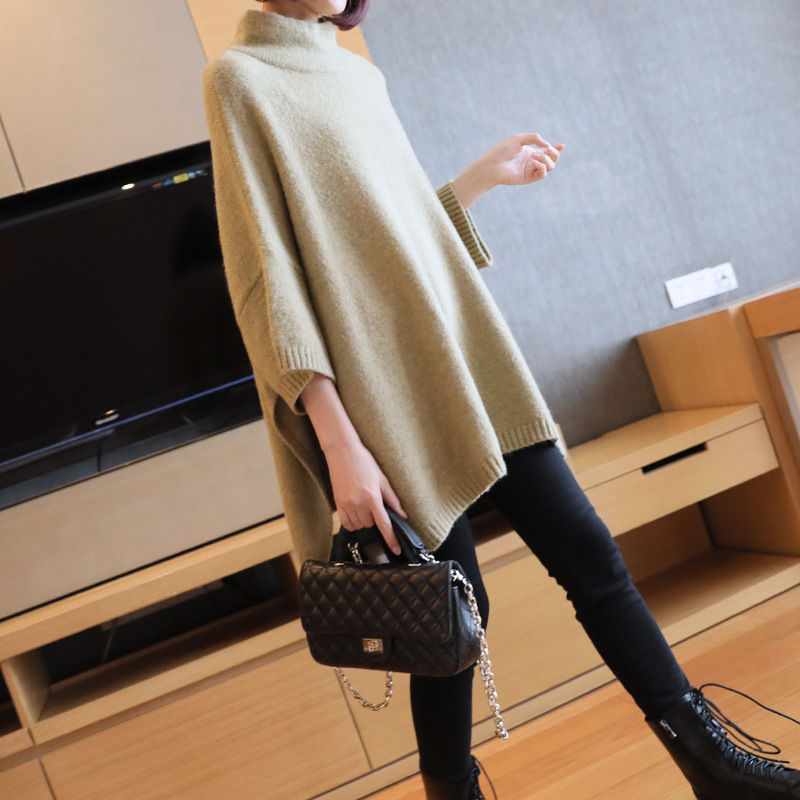 Turtleneck sweater women's loose lazy st...