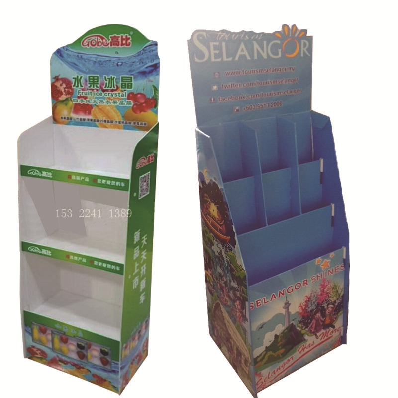 定做化妆品精品万通板展示陈列架 卡通可拆卸瓦楞中空展示架