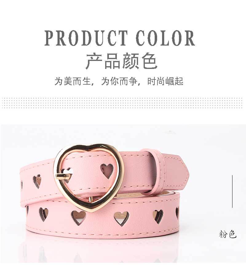 63g Weight Alloy Material Heart, Solid Color Pattern Women'S Gender Basic Style Khaki, Coffee, White, Pink, Red, Green, Camel, Black Color Simple Wild Love Hollow Belt Ladies Pin Buckle Jeans Belt Wholesale 3