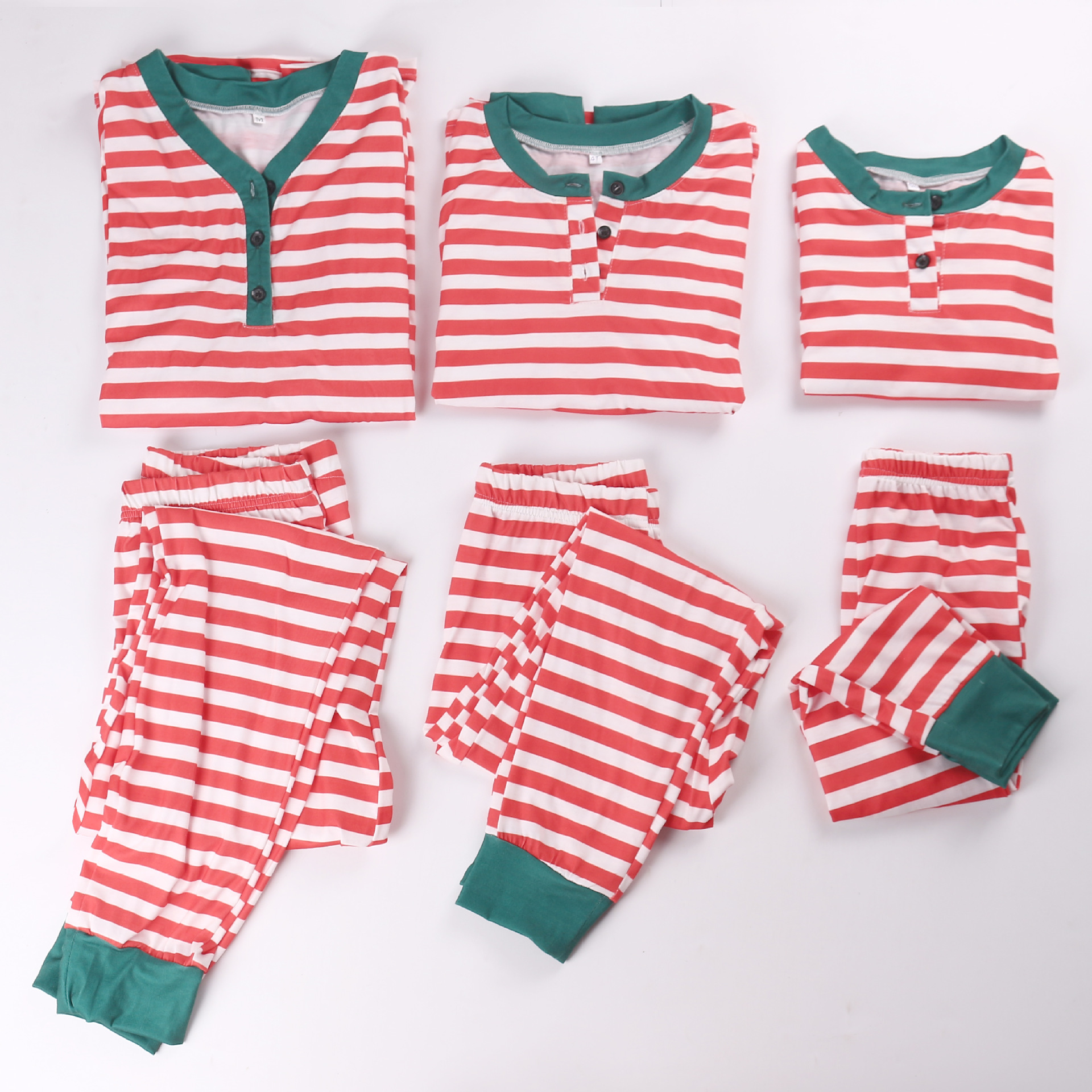 abbigliamento donna nuovo Natale genitore bambino vestito a righe stampa manica lunga casa vestiti casual vestito_voghion.com