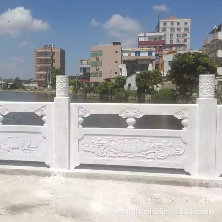 Custom natural white marble railing bridge thickened stone guardrail Wen Qing stone railing clean workmanship