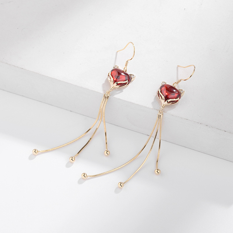 Nouveau À La Mode Long Renard Gland Boucles D&#39;oreilles Rétro Boucles D&#39;oreilles 925 Argent Aiguille Boucles D&#39;oreilles En Gros Nihaojewelry display picture 4