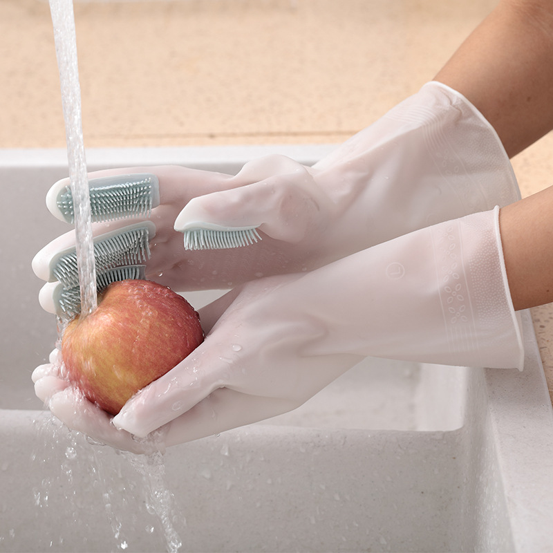 家务清洁厨房洗碗手套 可印刷图案洗衣服女防水塑胶胶皮橡胶手套详情33