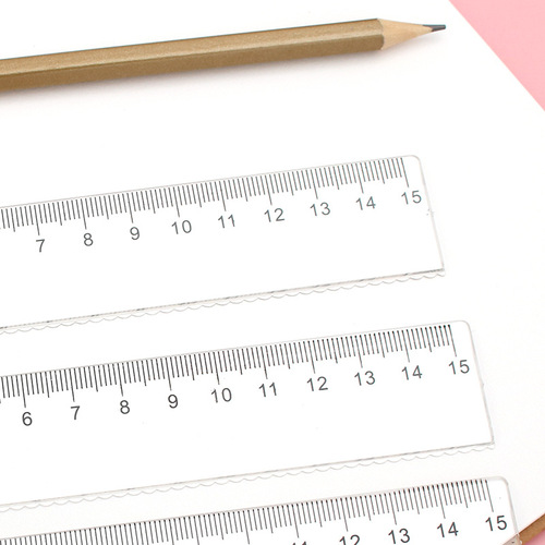 15cm ruler plastic with wave transparent primary school first grade ruler student stationery supplies 20cm scale