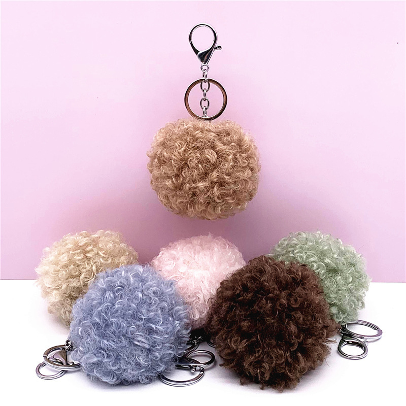 Keychain fur ball curly cute bag pendant car plush key chain creative gift jewelry accessories pendant