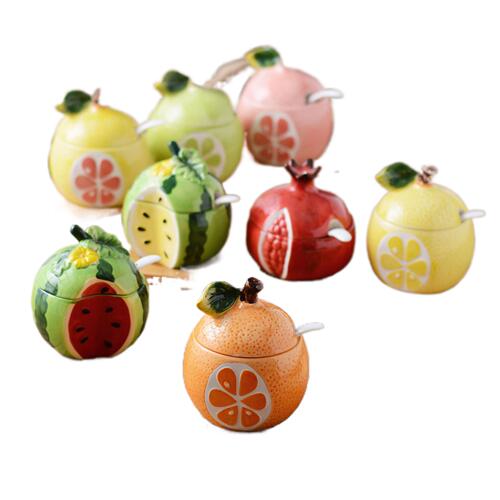 Japanese ceramic seasoning jar set kitchen supplies household seasoning box combination seasoning bottle fruit jar lard jar