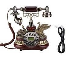 复古老式电话机仿木时尚创意电话仿古电话机欧式家用座机跨境电商