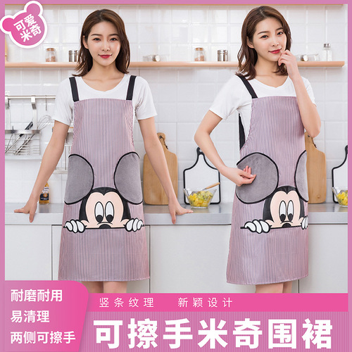 Home daily kitchen cooking waterproof and oil-proof apron Japanese creative household hand-wipeable women's apron and blouse customized