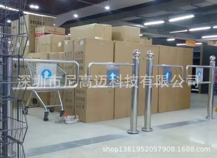 超市手动圆柱摆闸商场简易单向立柱摆闸图书馆通道管理器出入口机