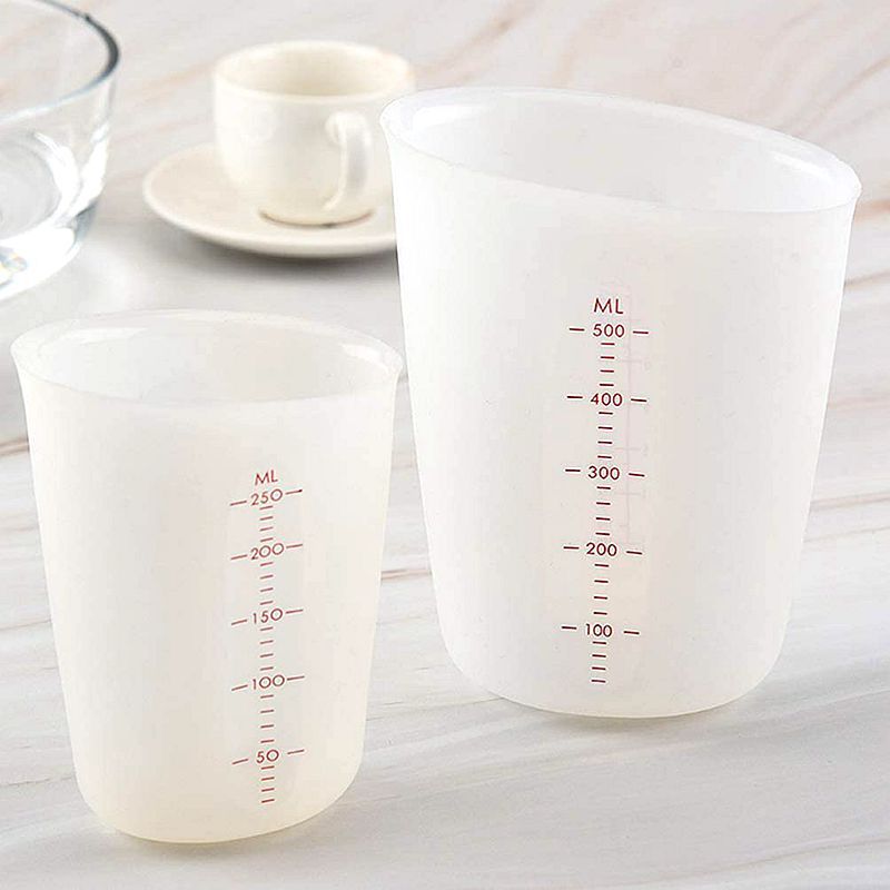 硅胶量杯 可视双刻度软量杯 马卡龙软奶杯 250 500ml加厚烘焙工具|ms