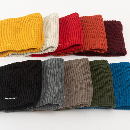 Winter Unisex Knitted Scarf with Fleece Lining, Warm and Cozy, Solid Color Lettered Loop Head Scarf, Thick Neck Gaiter