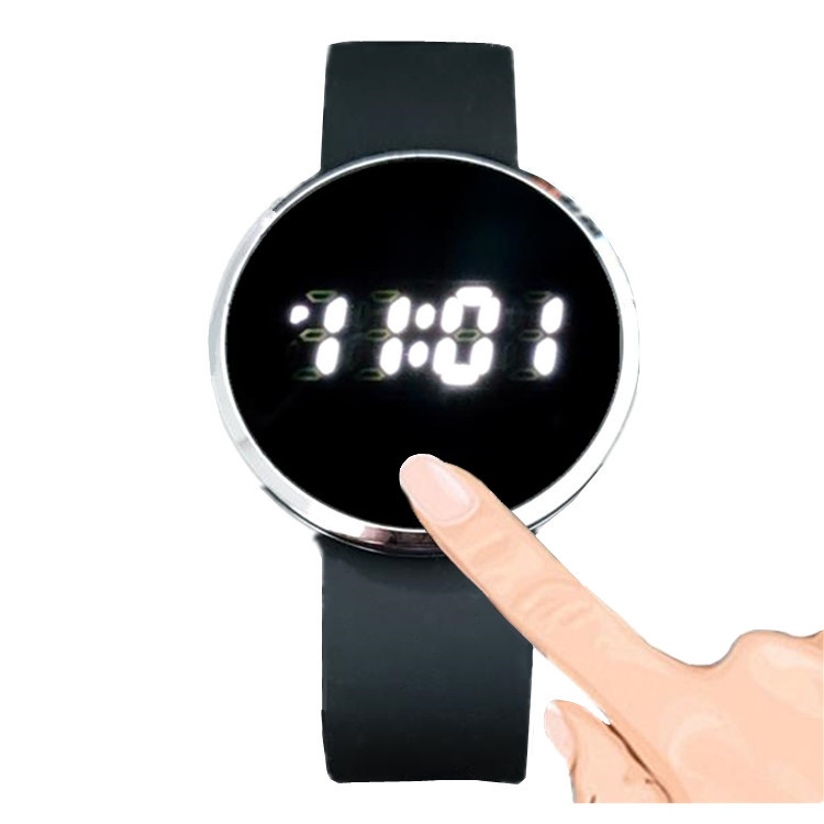 外贸触摸屏LED数显电子手表跨境男士防水电子表硅胶LED手表|ms